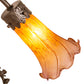 Meyda Lighting Tiffany Pond Lily 17" 2-Light Mahogany Bronze Trellis Girl Table Lamp With Amber & Purple Shade Glass