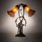 Meyda Lighting Tiffany Pond Lily 17" 2-Light Mahogany Bronze Trellis Girl Table Lamp With Amber Shade Glass