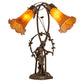 Meyda Lighting Tiffany Pond Lily 17" 2-Light Mahogany Bronze Trellis Girl Table Lamp With Amber Shade Glass
