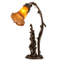 Meyda Lighting Tiffany Pond Lily 17" 2-Light Mahogany Bronze Trellis Girl Table Lamp With Amber Shade Glass