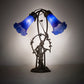 Meyda Lighting Tiffany Pond Lily 17" 2-Light Mahogany Bronze Trellis Girl Table Lamp With Blue Shade Glass