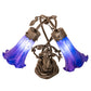 Meyda Lighting Tiffany Pond Lily 17" 2-Light Mahogany Bronze Trellis Girl Table Lamp With Blue Shade Glass