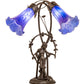 Meyda Lighting Tiffany Pond Lily 17" 2-Light Mahogany Bronze Trellis Girl Table Lamp With Blue Shade Glass