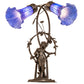 Meyda Lighting Tiffany Pond Lily 17" 2-Light Mahogany Bronze Trellis Girl Table Lamp With Blue Shade Glass