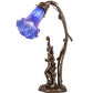 Meyda Lighting Tiffany Pond Lily 17" 2-Light Mahogany Bronze Trellis Girl Table Lamp With Blue Shade Glass