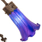 Meyda Lighting Tiffany Pond Lily 17" 2-Light Mahogany Bronze Trellis Girl Table Lamp With Blue Shade Glass