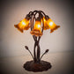 Meyda Lighting Tiffany Pond Lily 17" 5-Light Mahogany Bronze Accent Table Lamp With Amber Shade Glass