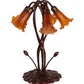Meyda Lighting Tiffany Pond Lily 17" 5-Light Mahogany Bronze Accent Table Lamp With Amber Shade Glass