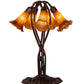 Meyda Lighting Tiffany Pond Lily 17" 5-Light Mahogany Bronze Accent Table Lamp With Amber Shade Glass