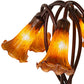 Meyda Lighting Tiffany Pond Lily 17" 5-Light Mahogany Bronze Accent Table Lamp With Amber Shade Glass
