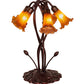 Meyda Lighting Tiffany Pond Lily 17" 5-Light Mahogany Bronze Accent Table Lamp With Amber Shade Glass