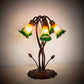 Meyda Lighting Tiffany Pond Lily 17" 5-Light Mahogany Bronze Accent Table Lamp With Amber and Green Shade Glass