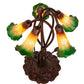 Meyda Lighting Tiffany Pond Lily 17" 5-Light Mahogany Bronze Accent Table Lamp With Amber and Green Shade Glass