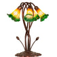 Meyda Lighting Tiffany Pond Lily 17" 5-Light Mahogany Bronze Accent Table Lamp With Amber and Green Shade Glass
