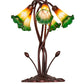 Meyda Lighting Tiffany Pond Lily 17" 5-Light Mahogany Bronze Accent Table Lamp With Amber and Green Shade Glass