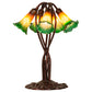 Meyda Lighting Tiffany Pond Lily 17" 5-Light Mahogany Bronze Accent Table Lamp With Amber and Green Shade Glass