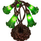 Meyda Lighting Tiffany Pond Lily 17" 5-Light Mahogany Bronze Accent Table Lamp With Green Shade Glass
