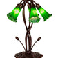 Meyda Lighting Tiffany Pond Lily 17" 5-Light Mahogany Bronze Accent Table Lamp With Green Shade Glass