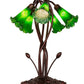 Meyda Lighting Tiffany Pond Lily 17" 5-Light Mahogany Bronze Accent Table Lamp With Green Shade Glass