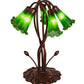 Meyda Lighting Tiffany Pond Lily 17" 5-Light Mahogany Bronze Accent Table Lamp With Green Shade Glass