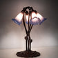 Meyda Lighting Tiffany Pond Lily 17" 5-Light Mahogany Bronze Accent Table Lamp With Pink & Blue Shade Glass