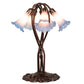 Meyda Lighting Tiffany Pond Lily 17" 5-Light Mahogany Bronze Accent Table Lamp With Pink & Blue Shade Glass