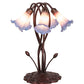 Meyda Lighting Tiffany Pond Lily 17" 5-Light Mahogany Bronze Accent Table Lamp With Pink & Blue Shade Glass