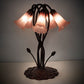 Meyda Lighting Tiffany Pond Lily 17" 5-Light Mahogany Bronze Accent Table Lamp With Pink Shade Glass
