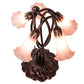 Meyda Lighting Tiffany Pond Lily 17" 5-Light Mahogany Bronze Accent Table Lamp With Pink Shade Glass