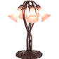 Meyda Lighting Tiffany Pond Lily 17" 5-Light Mahogany Bronze Accent Table Lamp With Pink Shade Glass