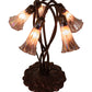 Meyda Lighting Tiffany Pond Lily 17" 5-Light Mahogany Bronze Accent Table Lamp With Purple Iridescent Shade Glass
