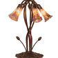 Meyda Lighting Tiffany Pond Lily 17" 5-Light Mahogany Bronze Accent Table Lamp With Purple Iridescent Shade Glass