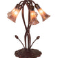 Meyda Lighting Tiffany Pond Lily 17" 5-Light Mahogany Bronze Accent Table Lamp With Purple Iridescent Shade Glass