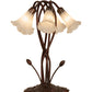 Meyda Lighting Tiffany Pond Lily 17" 5-Light Mahogany Bronze Table Lamp With White Shade Glass