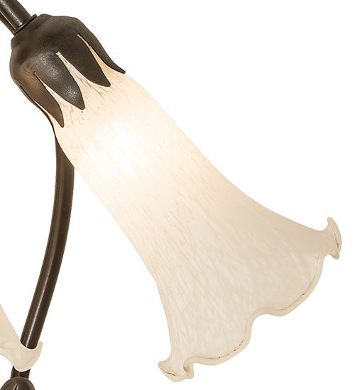 Meyda Lighting Tiffany Pond Lily 173809 16" 3-Light Mahogany Bronze Accent Table Lamp With White Shade Glass