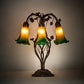 Meyda Lighting Tiffany Pond Lily 18" 6-Light Mahogany Bronze Table Lamp With Amber & Green Shade Glass