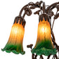 Meyda Lighting Tiffany Pond Lily 18" 6-Light Mahogany Bronze Table Lamp With Amber & Green Shade Glass