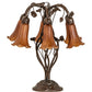 Meyda Lighting Tiffany Pond Lily 18" 6-Light Mahogany Bronze Table Lamp With Amber Shade Glass