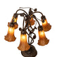 Meyda Lighting Tiffany Pond Lily 18" 6-Light Mahogany Bronze Table Lamp With Amber Shade Glass