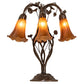 Meyda Lighting Tiffany Pond Lily 18" 6-Light Mahogany Bronze Table Lamp With Amber Shade Glass