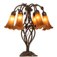 Meyda Lighting Tiffany Pond Lily 18" 6-Light Mahogany Bronze Table Lamp With Amber Shade Glass