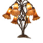 Meyda Lighting Tiffany Pond Lily 18" 6-Light Mahogany Bronze Table Lamp With Amber Shade Glass