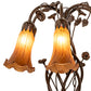 Meyda Lighting Tiffany Pond Lily 18" 6-Light Mahogany Bronze Table Lamp With Amber Shade Glass