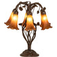 Meyda Lighting Tiffany Pond Lily 18" 6-Light Mahogany Bronze Table Lamp With Amber Shade Glass