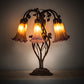 Meyda Lighting Tiffany Pond Lily 18" 6-Light Mahogany Bronze Table Lamp With Amber & Violet Shade Glass