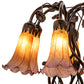 Meyda Lighting Tiffany Pond Lily 18" 6-Light Mahogany Bronze Table Lamp With Amber & Violet Shade Glass