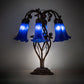 Meyda Lighting Tiffany Pond Lily 18" 6-Light Mahogany Bronze Table Lamp With Blue Favrile Shade Glass