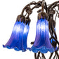 Meyda Lighting Tiffany Pond Lily 18" 6-Light Mahogany Bronze Table Lamp With Blue Favrile Shade Glass