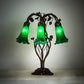 Meyda Lighting Tiffany Pond Lily 18" 6-Light Mahogany Bronze Table Lamp With Green Shade Glass