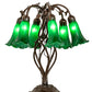 Meyda Lighting Tiffany Pond Lily 18" 6-Light Mahogany Bronze Table Lamp With Green Shade Glass